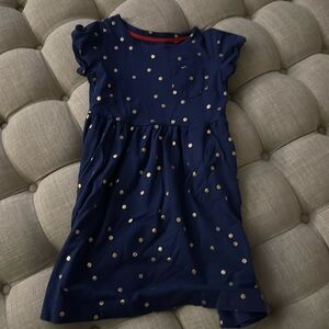 Mini Boden Navy and Gold Polka Dot Dress size 7/8